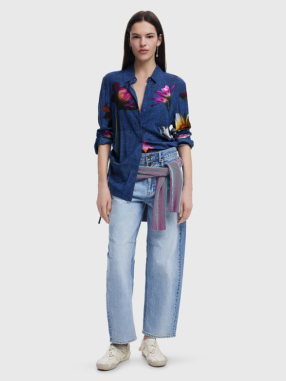 Long-sleeved shirt with floral motifs - 2