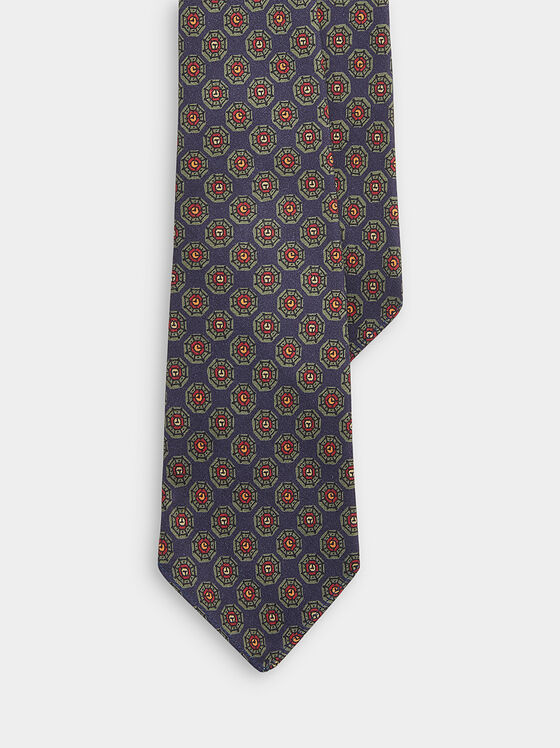 Silk tie with multicolor pattern - 1