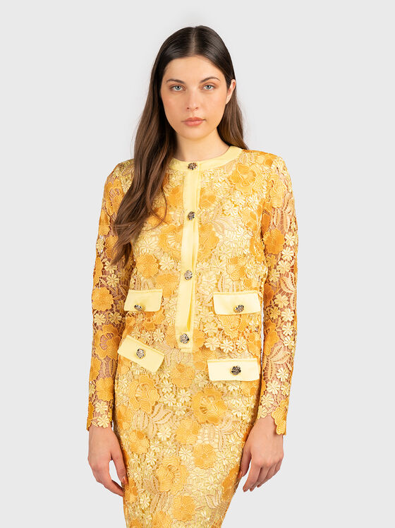 Cardigan cu broderie florală  - 1