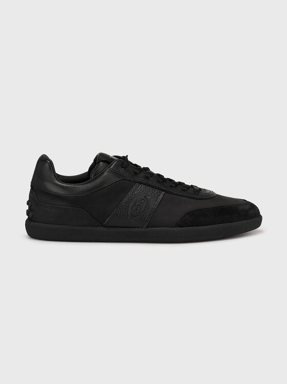 Black sports shoes with suede details - 1