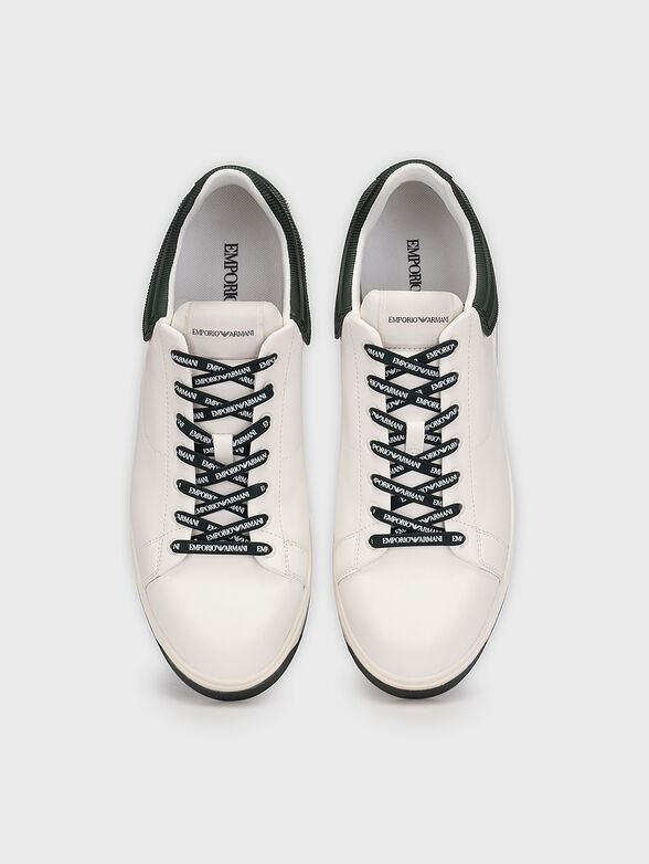 Leather sneakers with logo detail in white color - 6