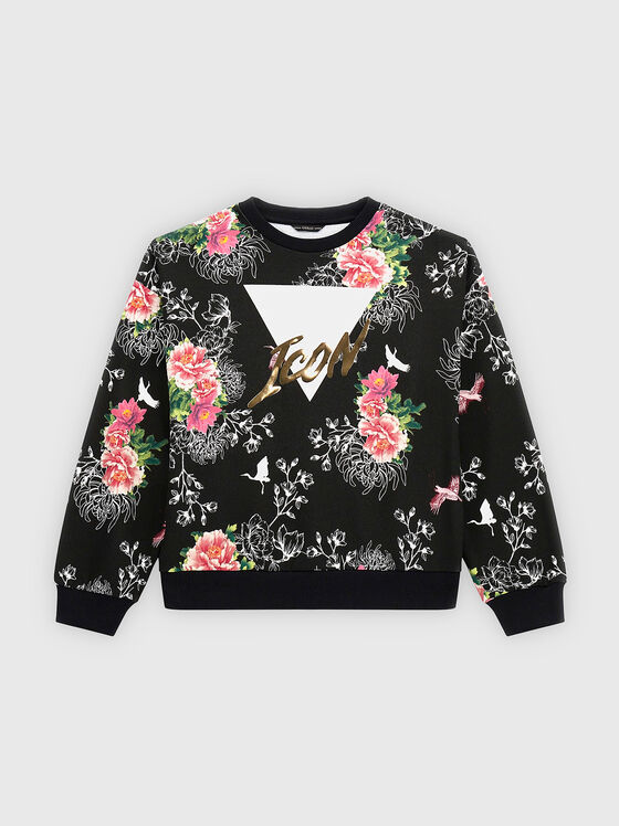 Bluză cu imprimeu floral și accent logo - 1