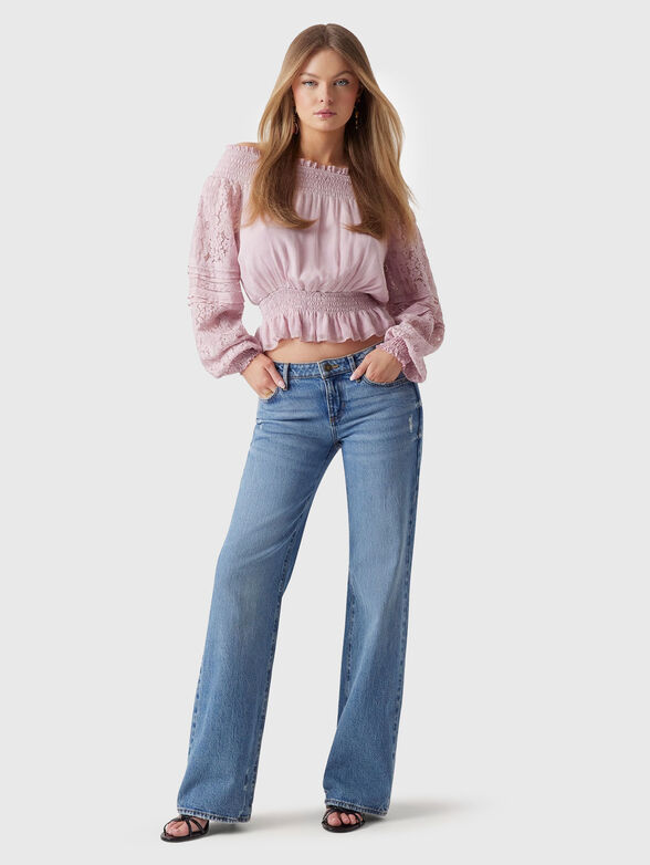 Off shoulder silk blend top - 2