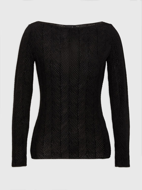 Long-sleeved blouse with oval neckline - 1