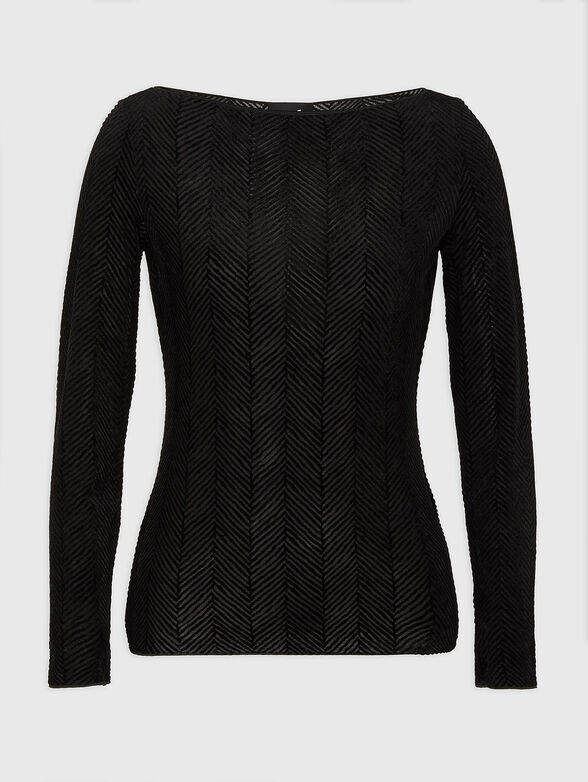 Long-sleeved blouse with oval neckline - 1
