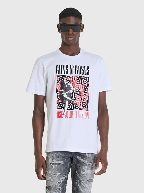 Tricou cu decolteu oval și imprimeu - 1