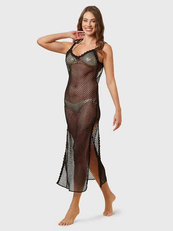 SUMMER GLAM beige beach dress with mesh texture - 1