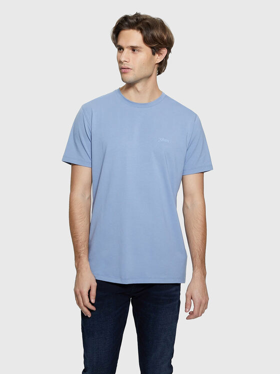Tricou albastru cu broderie mini logo - 1