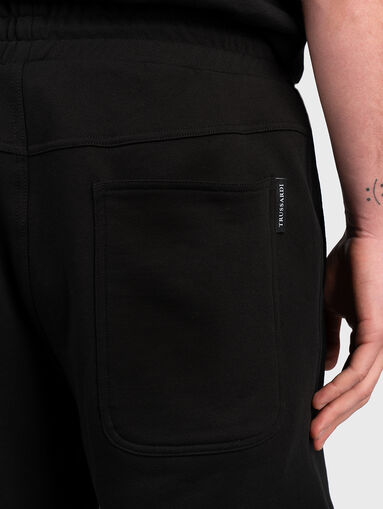 Cotton black shorts with laces and logo embroidery - 3