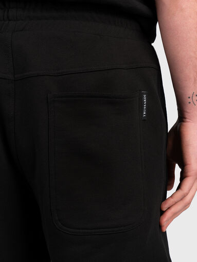 Cotton black shorts with laces and logo embroidery - 3