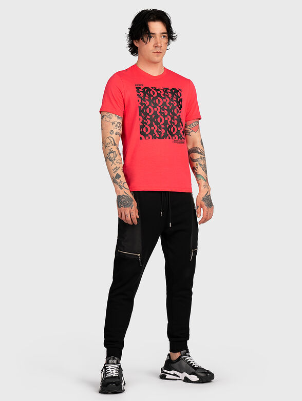 T-shirt in coral colour with print - 2