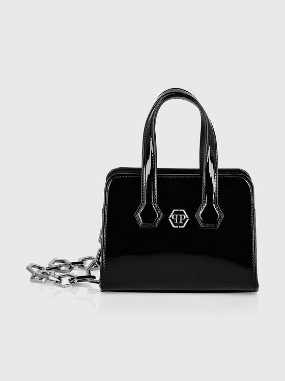 Patent leater handbag in black  - 1