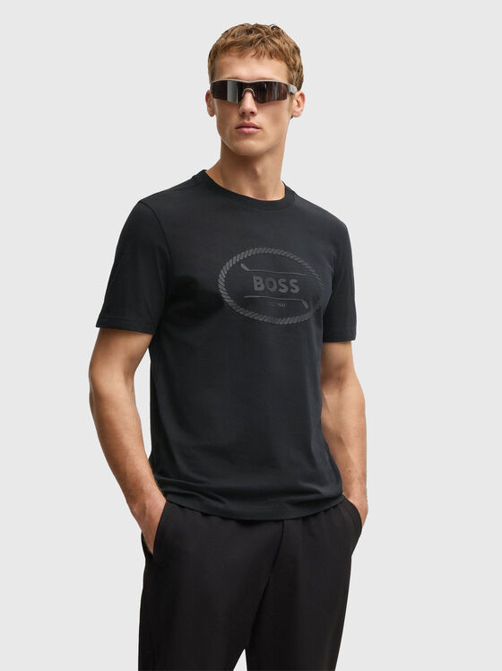 Tricou negru cu logo imprimat - 1