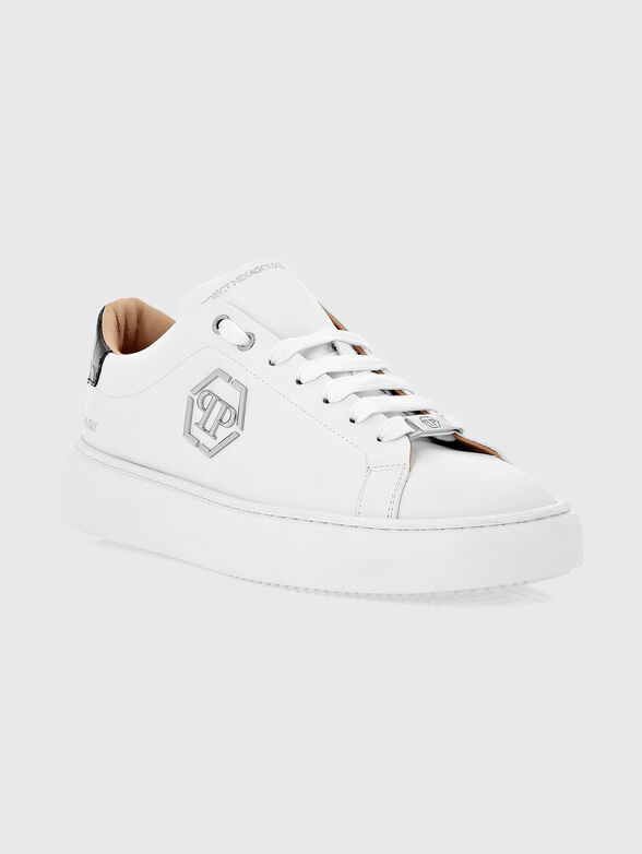 White leather sneakers with black detail - 2