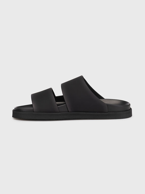 Black leather touch-strap slides - 4