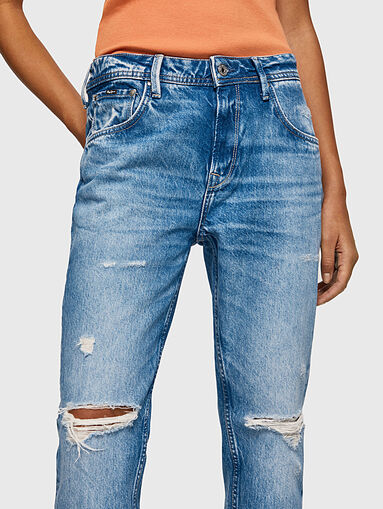 VIOLET blue jeans with choppws effect - 3