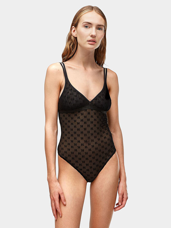 Body din  tulle cu imprimeu cu logo monogramă - 1