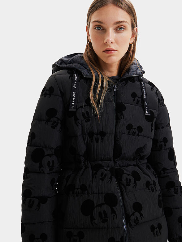 Padded jacket with Mickey Mouse print velvet - 3