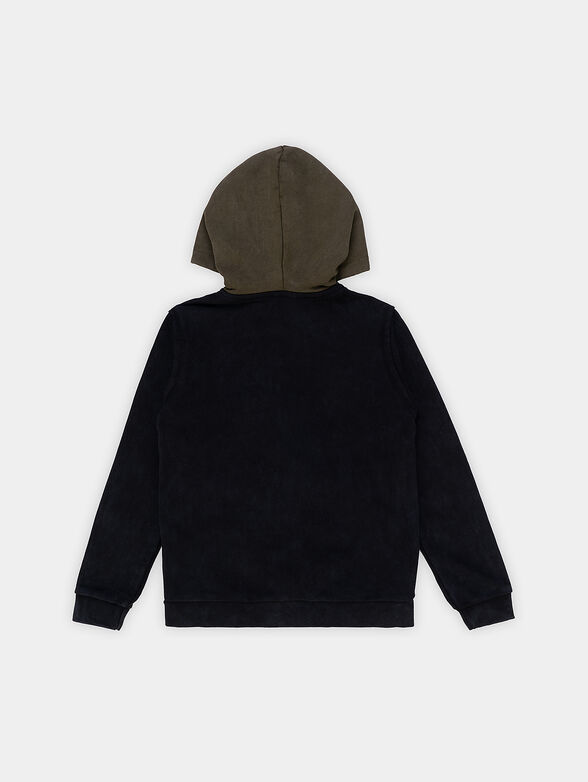Black cotton sweatshirt with hood - 2