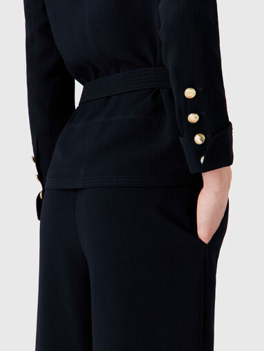 Double-breasted blazer with belt - 4