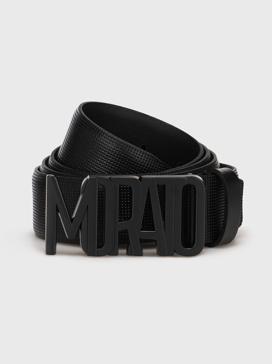 Leather belt with logo buckle  - 1