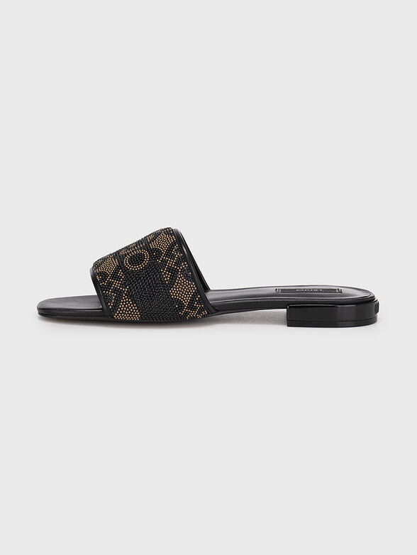 ASTRA 25 black slippers with appliqued beads - 4
