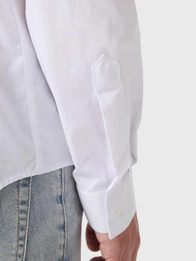 White cotton blend shirt with logo detail - 4