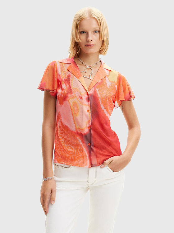 Shirt with short sleeves and sheer effect - 1