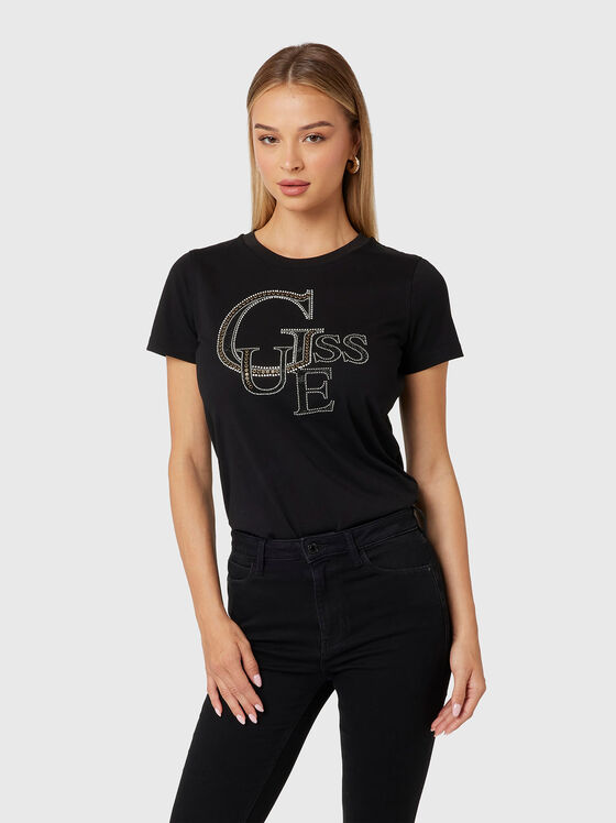 Tricou negru cu pietricele aplicate - 1