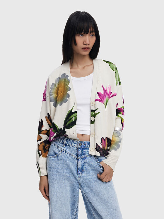 Cardigan din bumbac cu imprimeu floral - 1