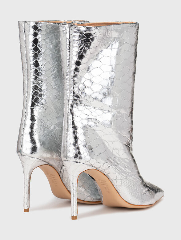 Purple leather ankle boots with metallic effect - 3