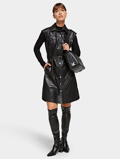Faux leather dress in black color - 5