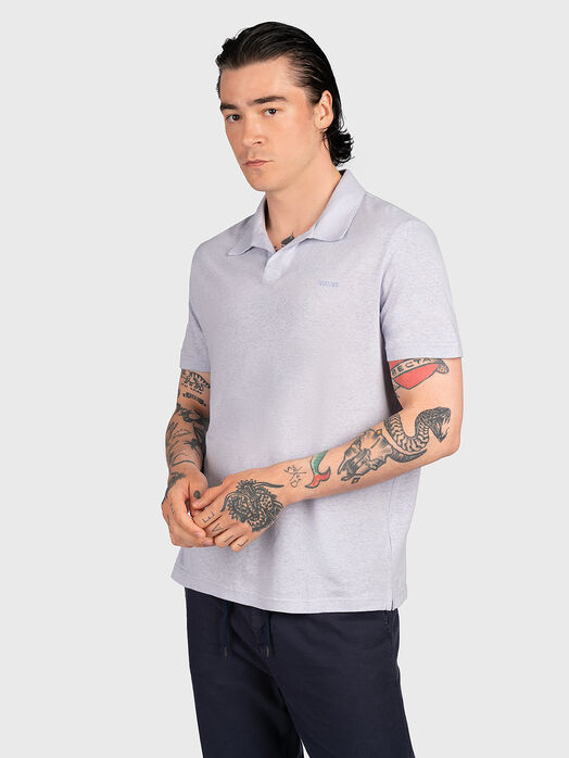 Pale blue polo-shirt with logo embroidery