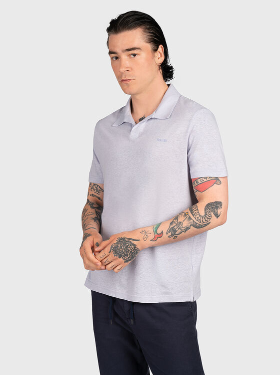 Pale blue polo-shirt with logo embroidery - 1