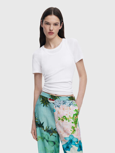 Straight trousers with floral print - 3