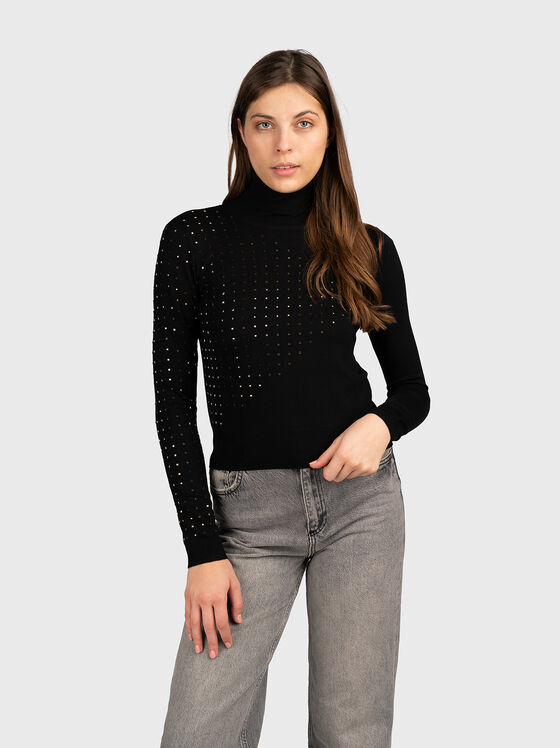 Black sweater with turtleneck and accent back - 1