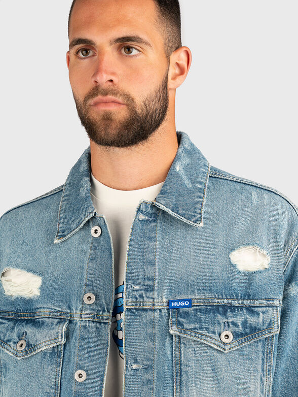 DEX denim jacket with rips and logo - 4