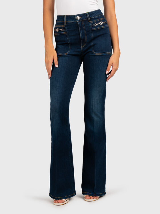 Dark blue jeans with high waist - 1