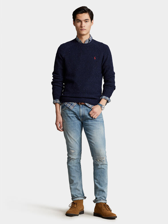 Dark blue wool blend sweater - 2