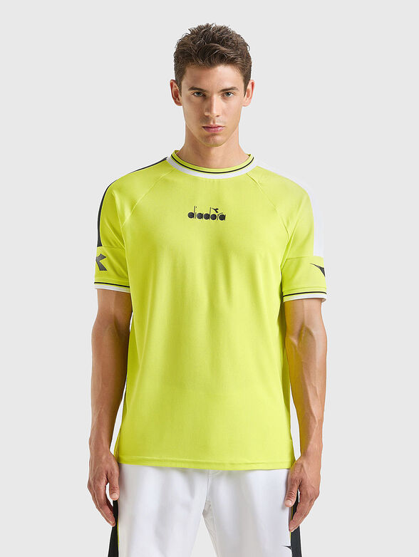 T-shirt with logo accent in green colour - 1