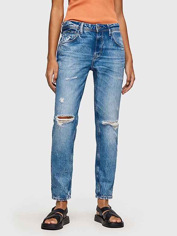 VIOLET blue jeans with choppws effect - 1