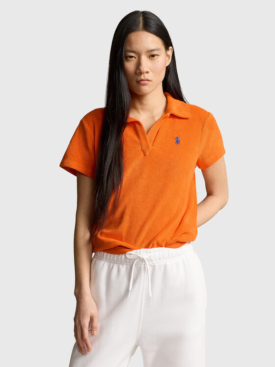 Tricou polo din pluș portocaliu - 1