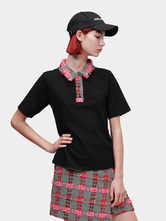 Polo shirt with bouclé detail - 1