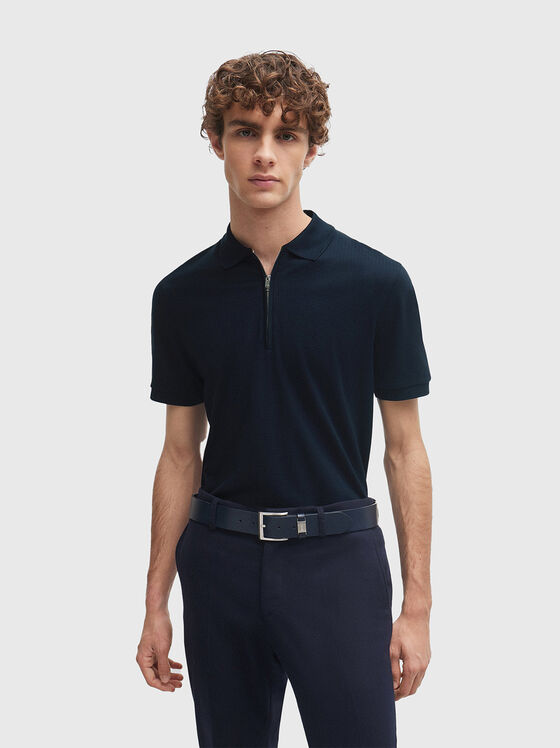 Cotton polo shirt in dark blue colour - 1