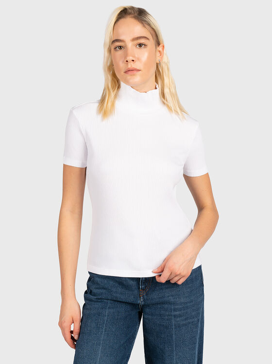 Ribbed high collar T-shirt - 1