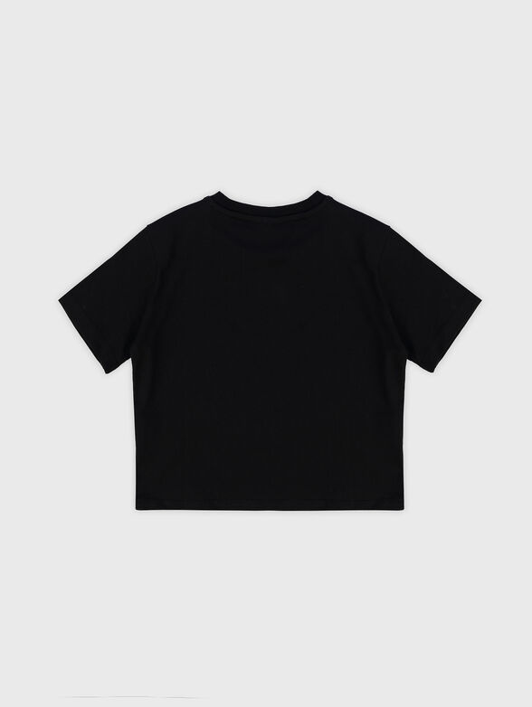 Black T-shirt with sequin logo  - 2