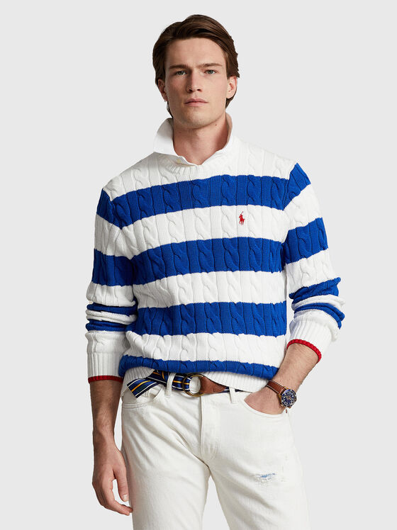 Cotton sweater with striped pattern - 1
