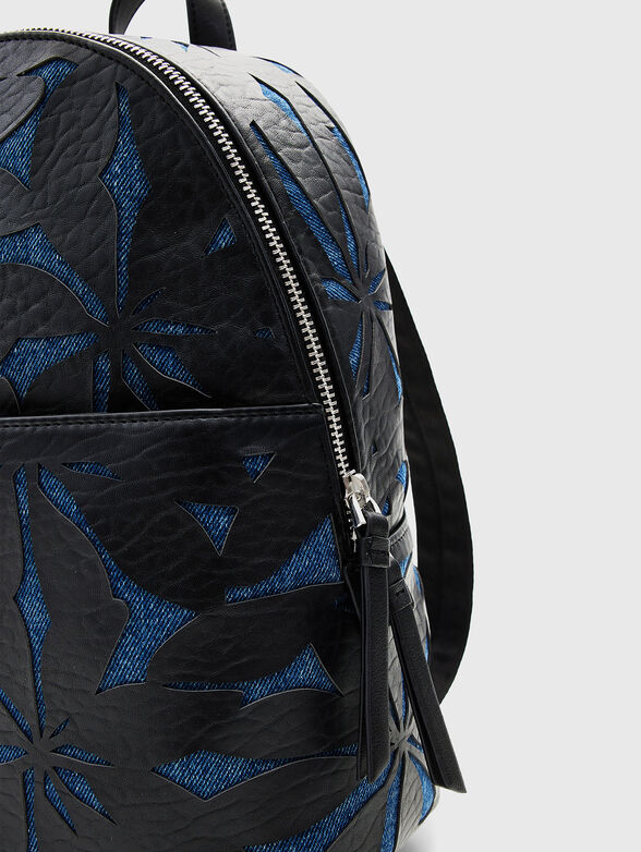 Black backpack with floral motif - 5
