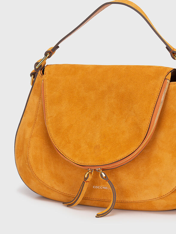 Suede hobo bag in orange colour - 4