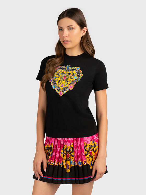 Tricou negru cu imprimeu accentuat - 1